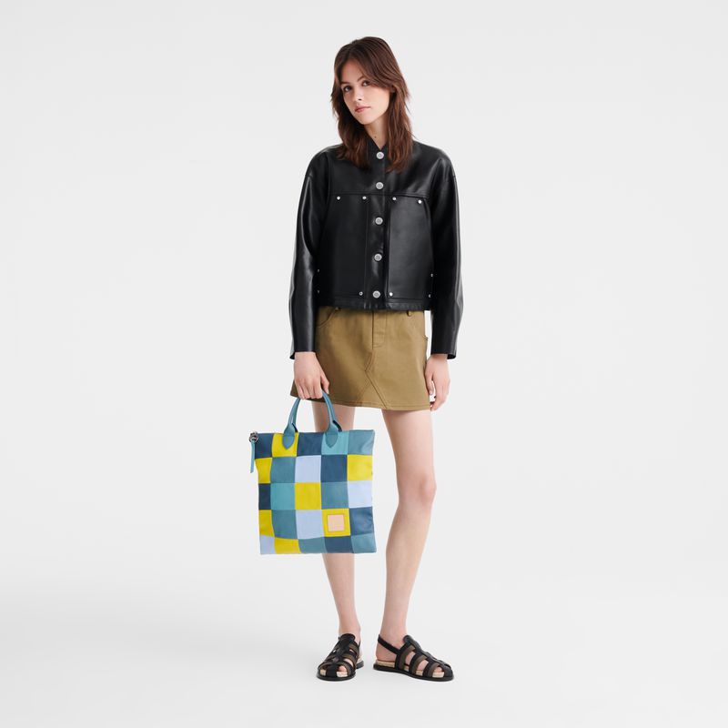 Blue / Yellow Longchamp Re-play L Men Handbag | Ksa-067FQEIJK