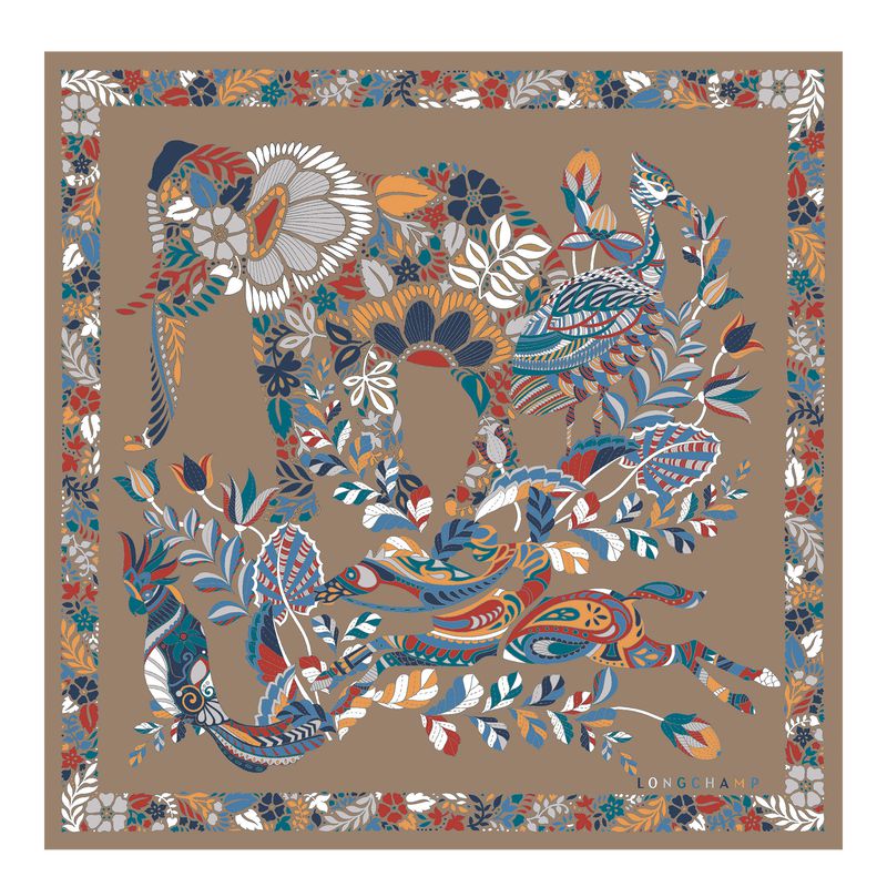 Brown Longchamp Forêt 50 Women Scarf | Ksa-439MDRKPO