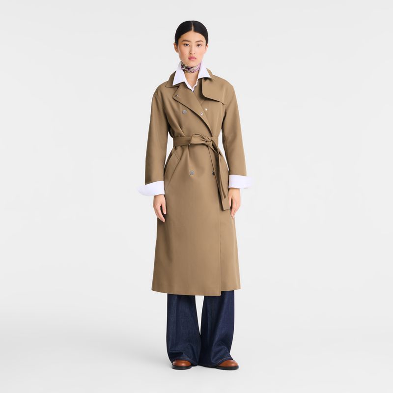 Brown Longchamp Gabardine Women Trench Coat | Ksa-316THMRWU
