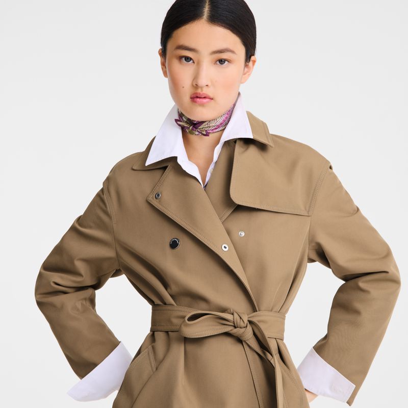 Brown Longchamp Gabardine Women Trench Coat | Ksa-316THMRWU