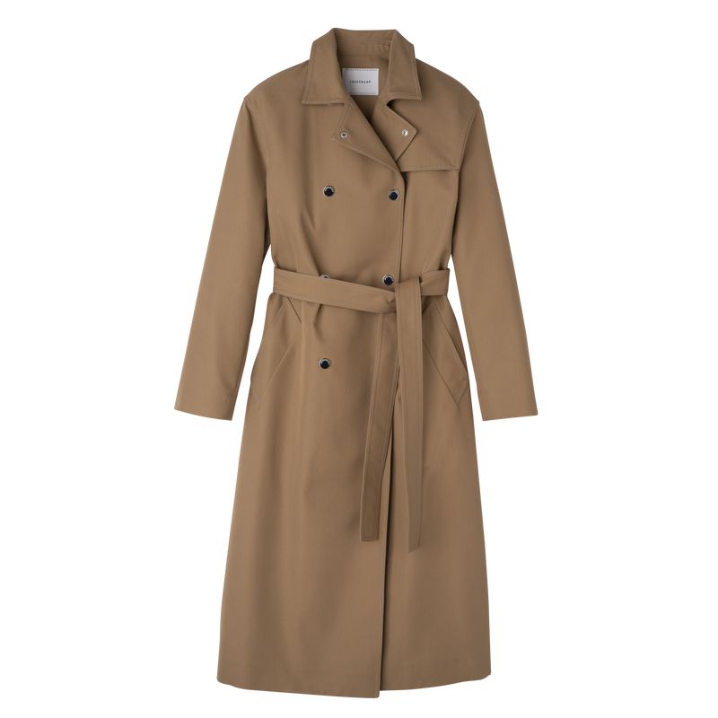 Brown Longchamp Gabardine Women Trench Coat | Ksa-316THMRWU
