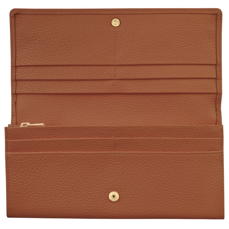 Brown Longchamp Le Foulonné Continental Women Wallet | Ksa-842OYPJAN