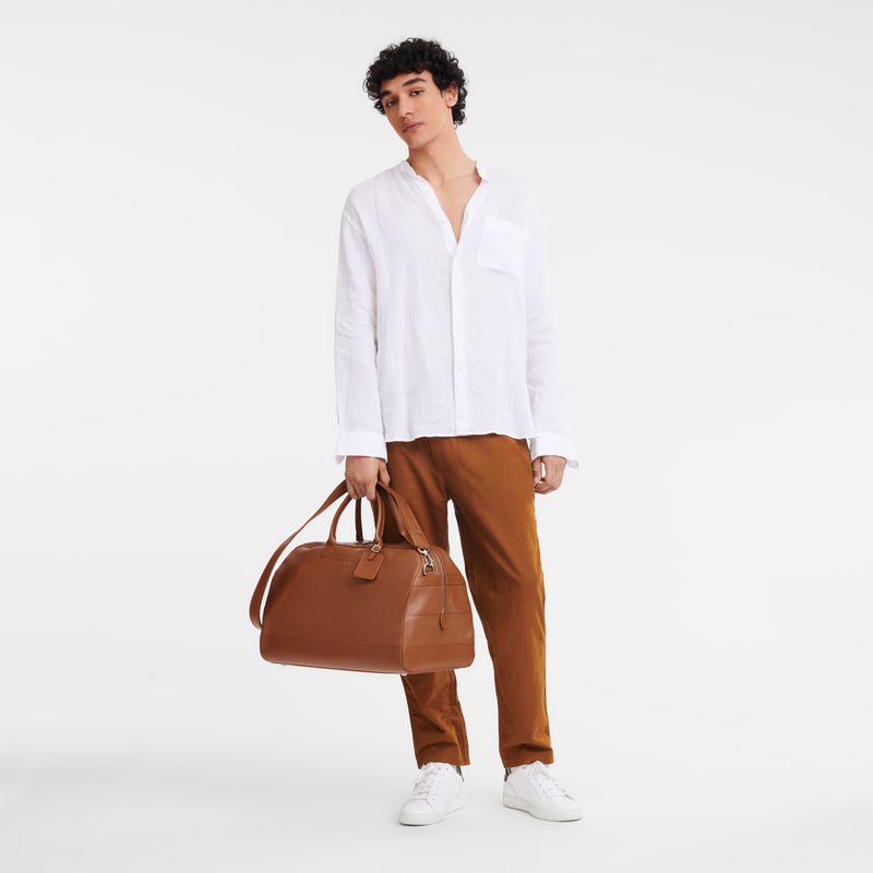 Brown Longchamp Le Foulonné L Men Travel Bag | Ksa-624TUOHMK