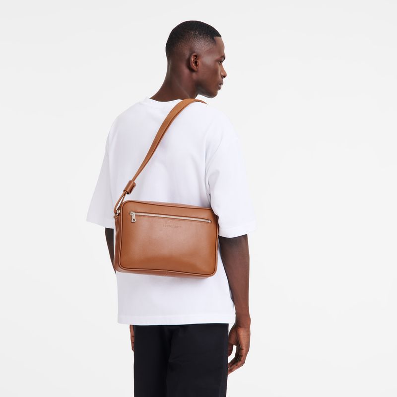 Brown Longchamp Le Foulonné M Camera Men Crossbody Bag | Ksa-842RVMOLH