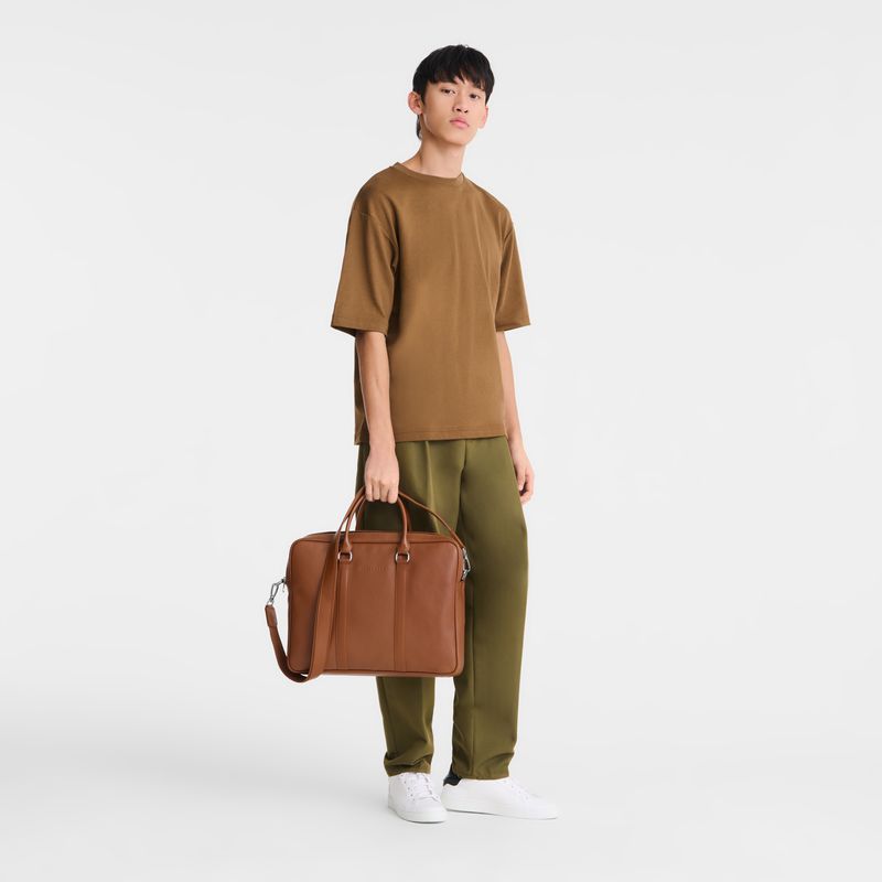 Brown Longchamp Le Foulonné M Men Briefcase | Ksa-639SOUHAV