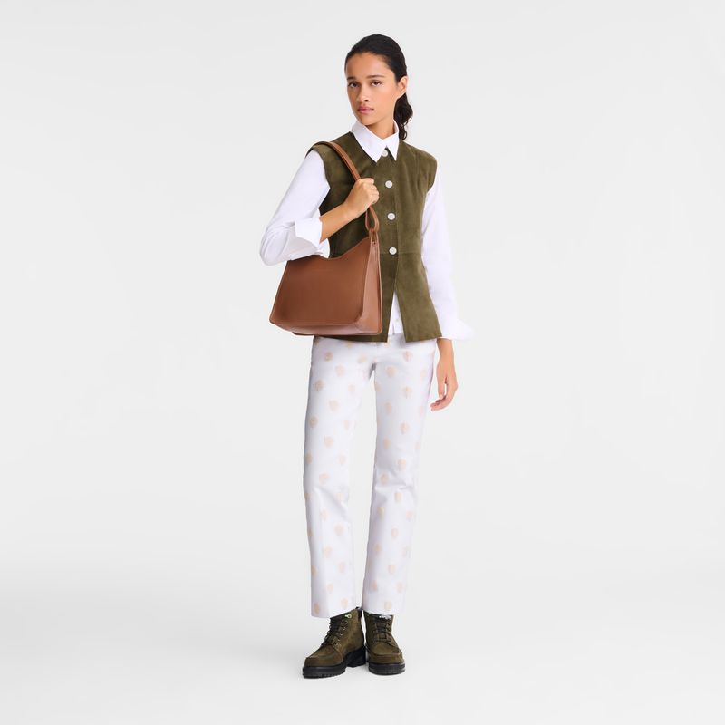 Brown Longchamp Le Foulonné M Women Hobo Bag | Ksa-763BMCNHX