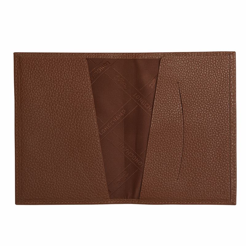 Brown Longchamp Le Foulonné Men Passport Holder | Ksa-980OAQCUK
