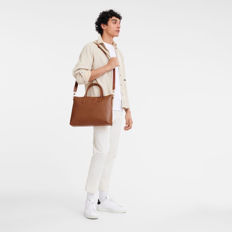 Brown Longchamp Le Foulonné S Men Briefcase | Ksa-036RUDKTP