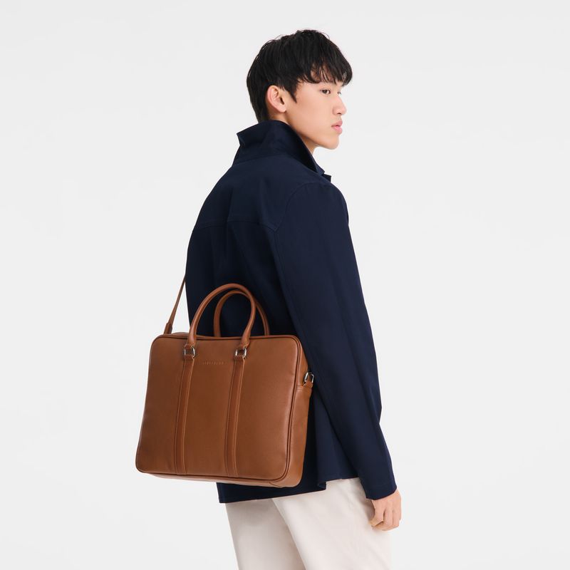 Brown Longchamp Le Foulonné S Men Briefcase | Ksa-256HWXFOJ