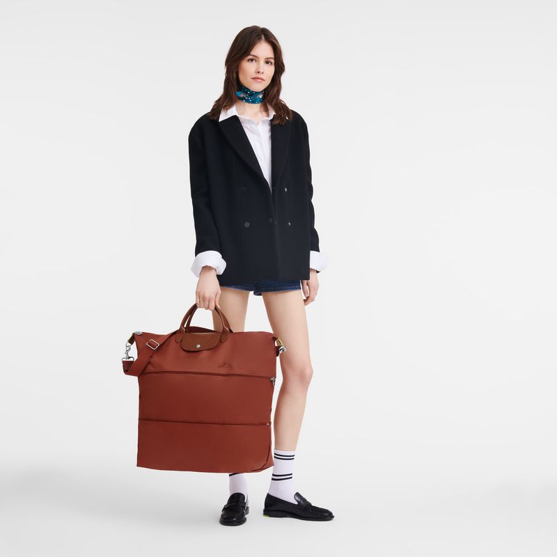Brown Longchamp Le Pliage Green Expandable Women Travel Bag | Ksa-907EMYFTV