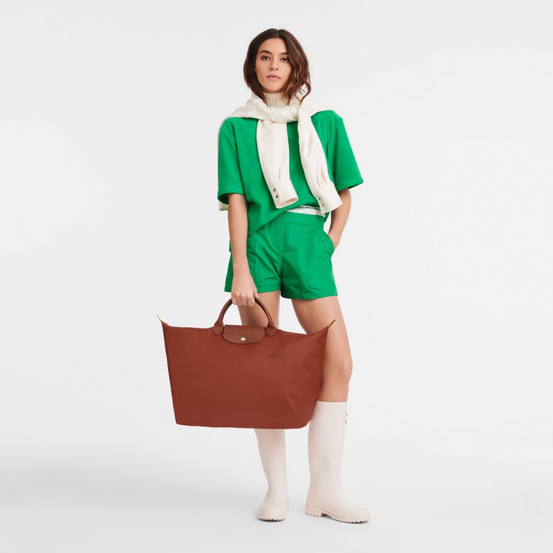 Brown Longchamp Le Pliage Green L Women Travel Bag | Ksa-690ZUOGIN