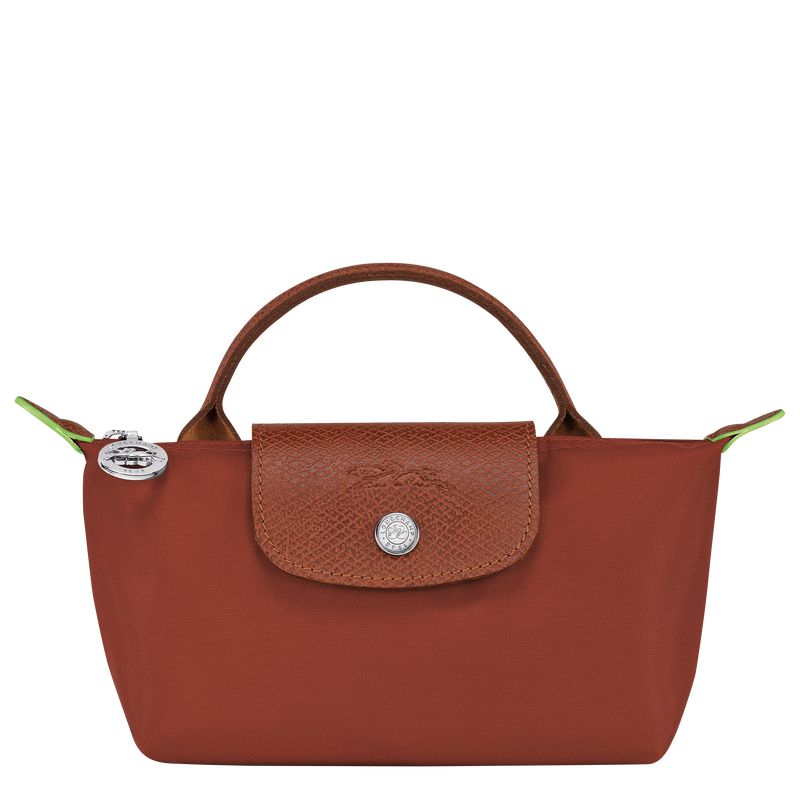 Brown Longchamp Le Pliage Green With Handle Men Pouch | Ksa-583XKFEMC