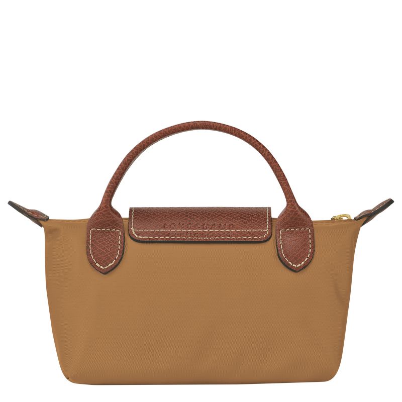 Brown Longchamp Le Pliage Original With Handle Men Pouch | Ksa-609STHJRU