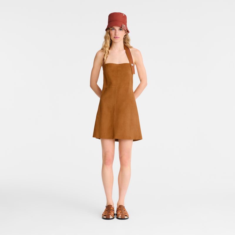 Brown Longchamp Leather Women Dress | Ksa-794TOWHAG