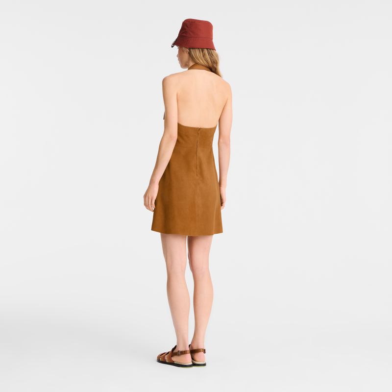 Brown Longchamp Leather Women Dress | Ksa-794TOWHAG