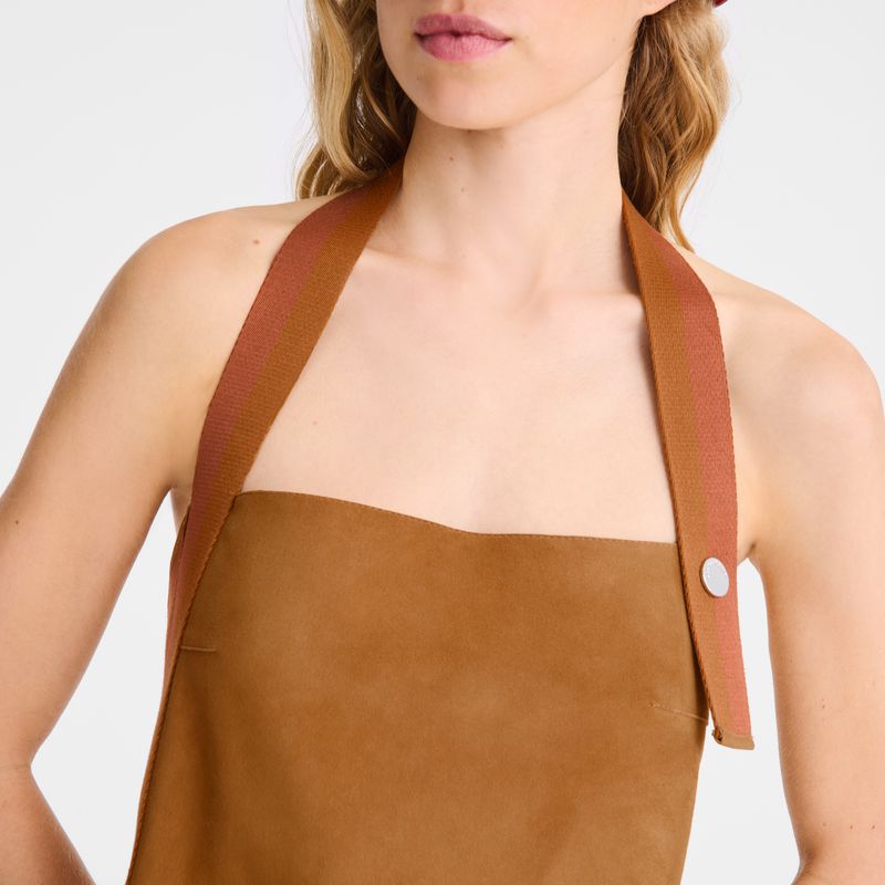 Brown Longchamp Leather Women Dress | Ksa-794TOWHAG