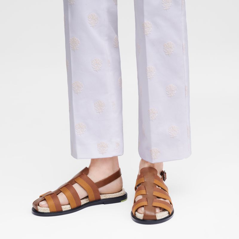 Brown Longchamp Shadow Women Sandals | Ksa-168WCATYV