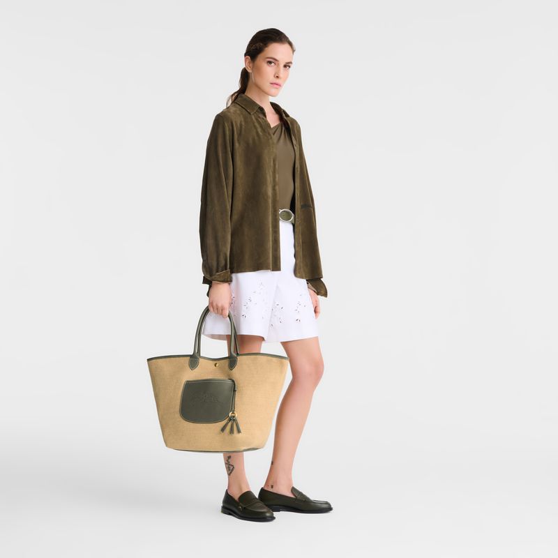 Brown / Olive Longchamp Le Pliage Collection L Basket Women Tote Bag | Ksa-368YFSOBI