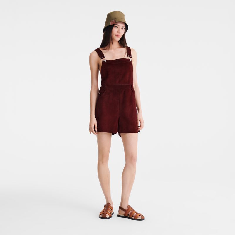 Burgundy Longchamp Leather Women Jumpsuit | Ksa-039OBTAEF