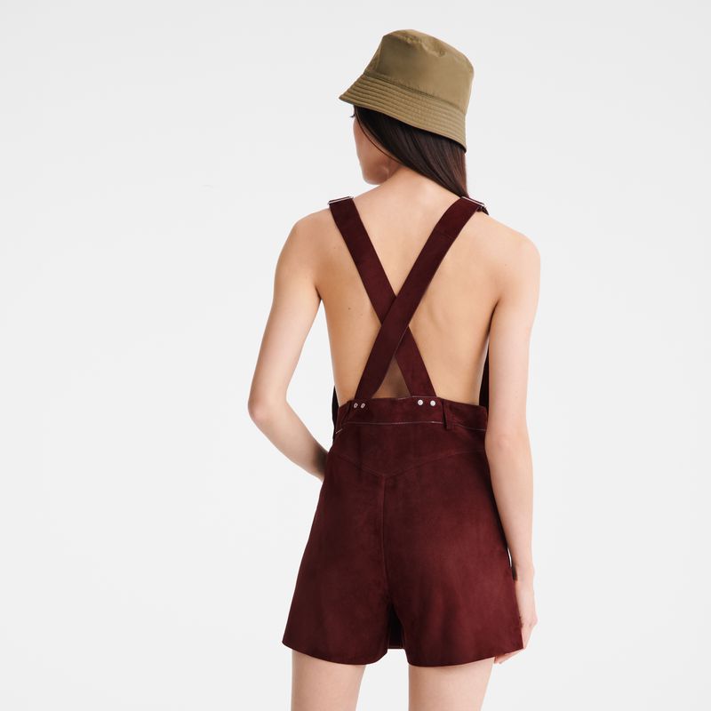 Burgundy Longchamp Leather Women Jumpsuit | Ksa-039OBTAEF