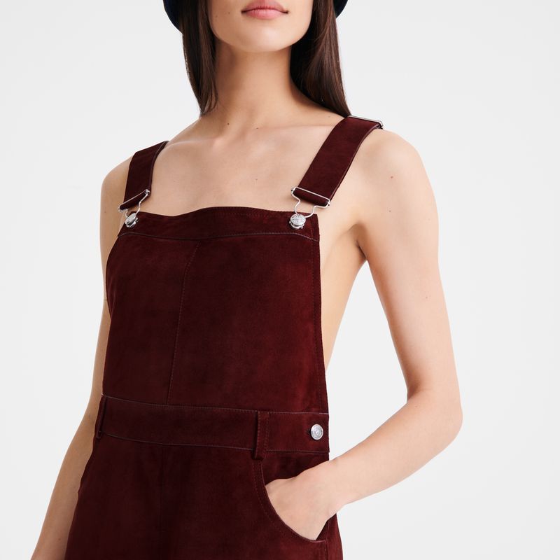 Burgundy Longchamp Leather Women Jumpsuit | Ksa-039OBTAEF