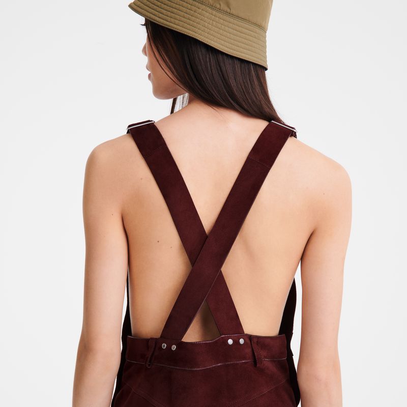 Burgundy Longchamp Leather Women Jumpsuit | Ksa-039OBTAEF