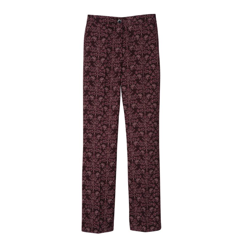 Burgundy Longchamp Printed Gabardine Women Pants | Ksa-857QZOGTR
