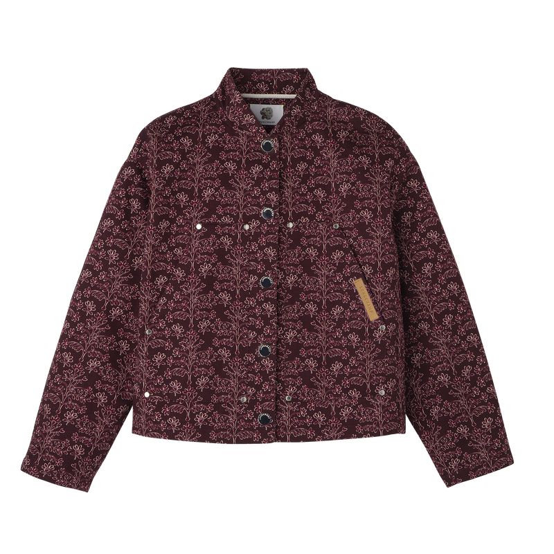 Burgundy Longchamp Printed Gabardine Women Jacket | Ksa-419TFEJXB