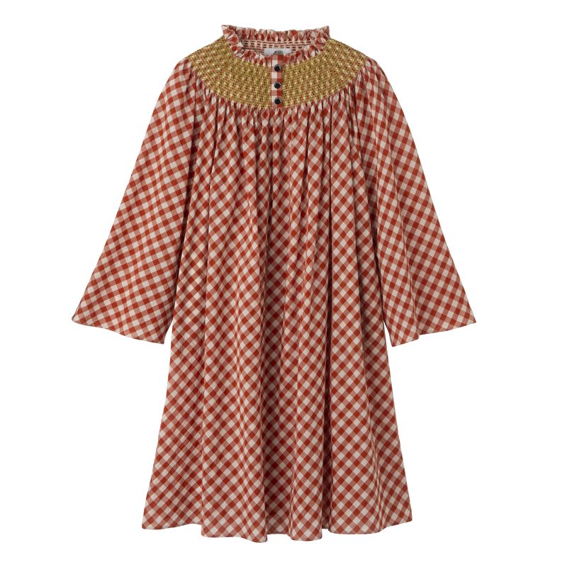 Coral / White Longchamp Vichy Jacquard Women Dress | Ksa-362HTWKYL