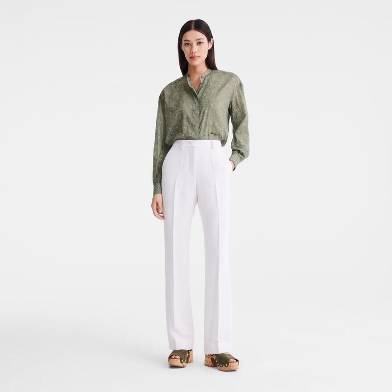 Cream Longchamp Crepe Women Pants | Ksa-129LHOQSY