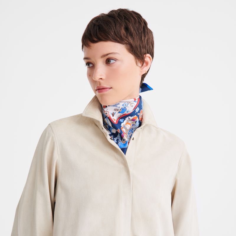 Cream Longchamp Equestrian Tower 50 Women Scarf | Ksa-659JNOCMK
