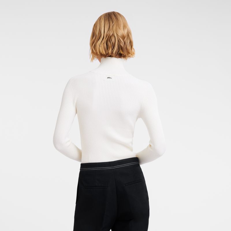 Cream Longchamp High Collar Fitted Women Jumper | Ksa-046IZSKTL