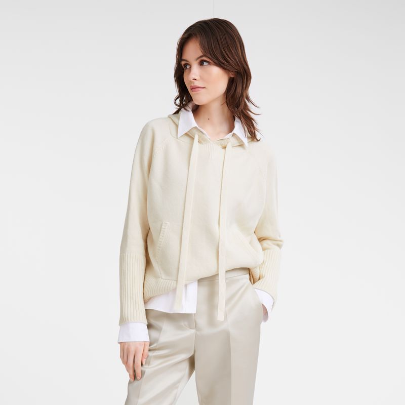 Cream Longchamp Hoodie Women Jumper | Ksa-746GOEXSI