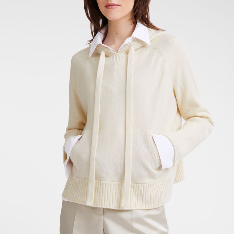 Cream Longchamp Hoodie Women Jumper | Ksa-746GOEXSI
