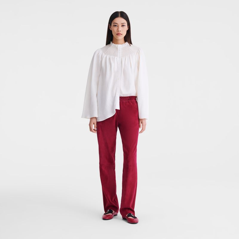 Cream Longchamp Smocked Veil Women Blouse | Ksa-365ZAYJNT