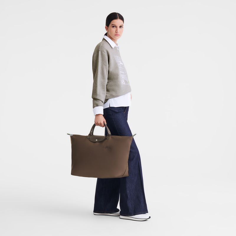 Dark Brown Longchamp Le Pliage Green L Women Travel Bag | Ksa-607BGUALN