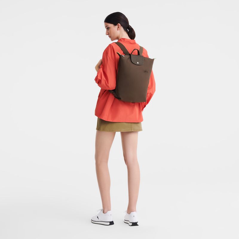 Dark Brown Longchamp Le Pliage Green M Women Backpack | Ksa-742OAFQZP
