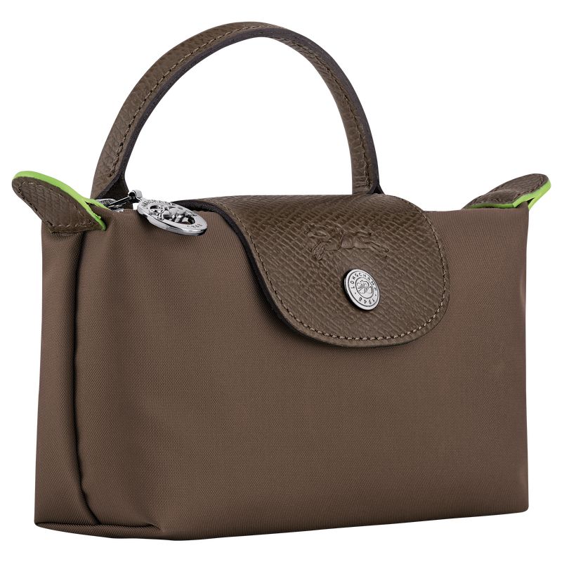 Dark Brown Longchamp Le Pliage Green With Handle Men Pouch | Ksa-512MGDOFB