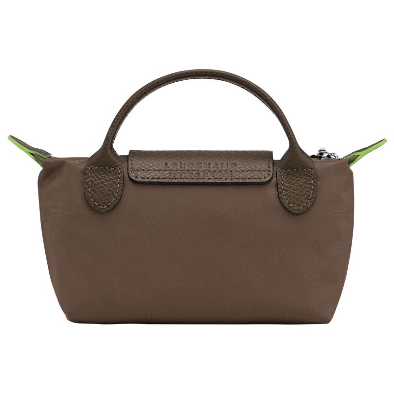 Dark Brown Longchamp Le Pliage Green With Handle Men Pouch | Ksa-512MGDOFB