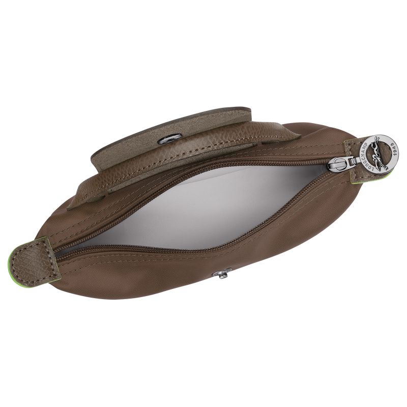 Dark Brown Longchamp Le Pliage Green With Handle Men Pouch | Ksa-512MGDOFB