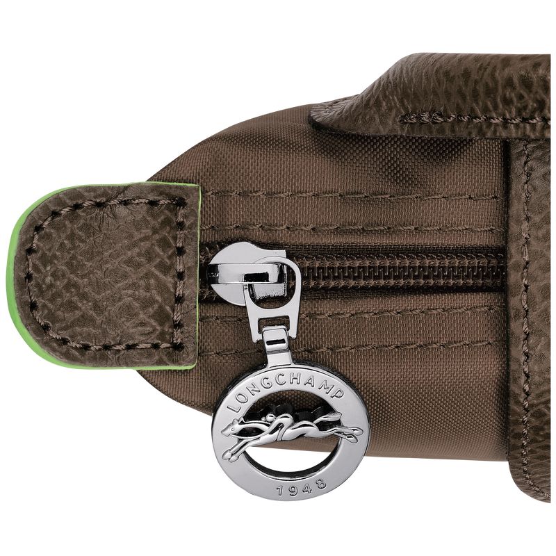 Dark Brown Longchamp Le Pliage Green With Handle Men Pouch | Ksa-512MGDOFB