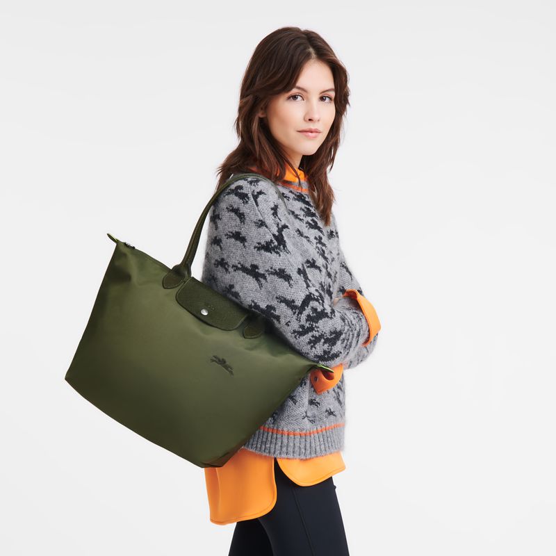 Dark Green Longchamp Le Pliage Green L Women Tote Bag | Ksa-142CEASXD