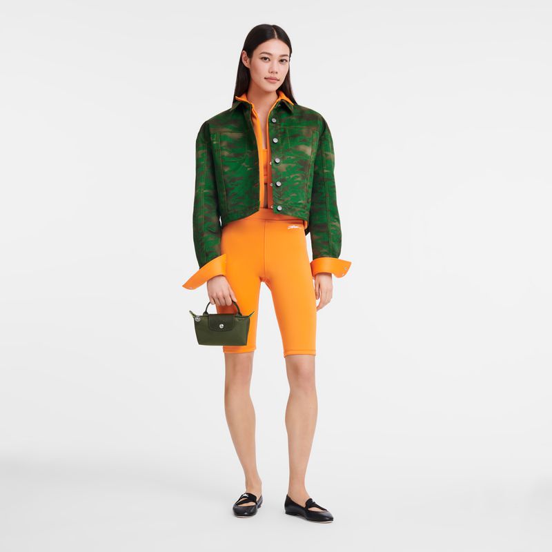 Dark Green Longchamp Le Pliage Green With Handle Women Pouch | Ksa-460SVRGNW