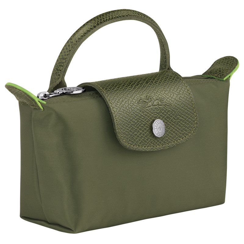 Dark Green Longchamp Le Pliage Green With Handle Women Pouch | Ksa-460SVRGNW