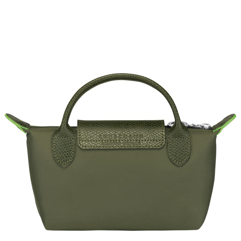 Dark Green Longchamp Le Pliage Green With Handle Women Pouch | Ksa-460SVRGNW