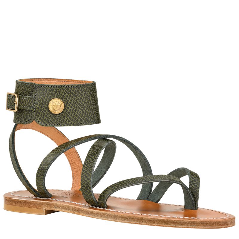 Dark Green Longchamp X K.Jacques Women Sandals | Ksa-795VTFQYH