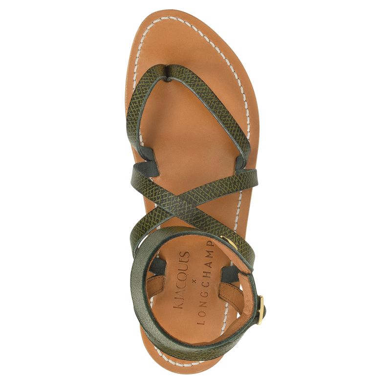 Dark Green Longchamp X K.Jacques Women Sandals | Ksa-795VTFQYH