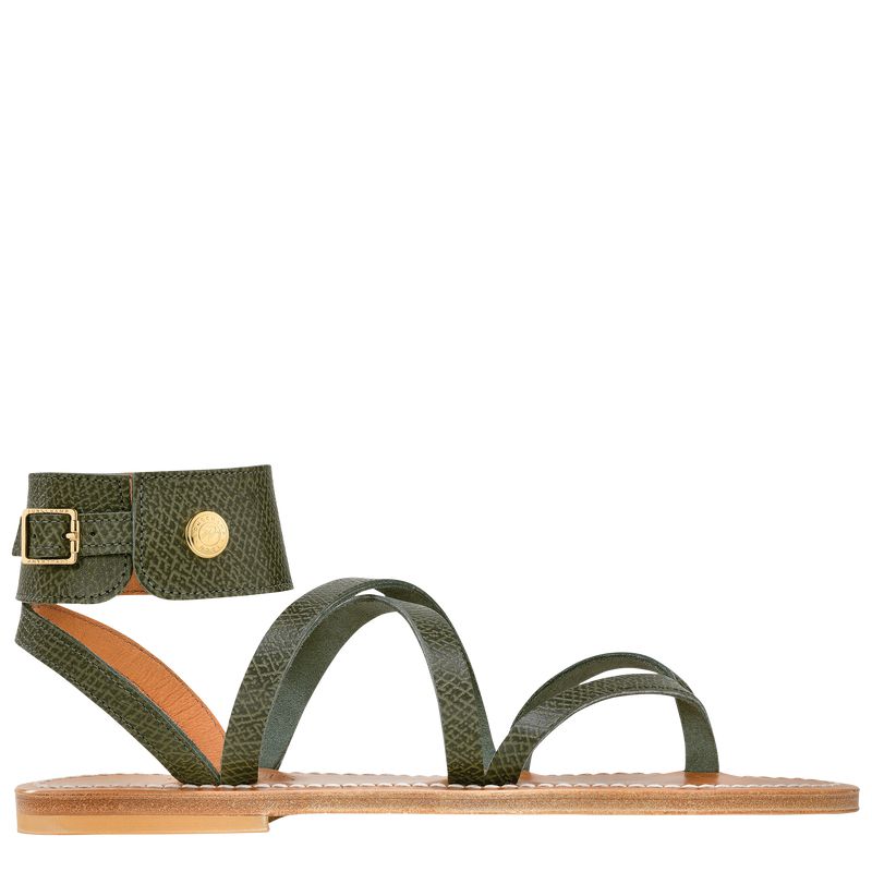 Dark Green Longchamp X K.Jacques Women Sandals | Ksa-795VTFQYH
