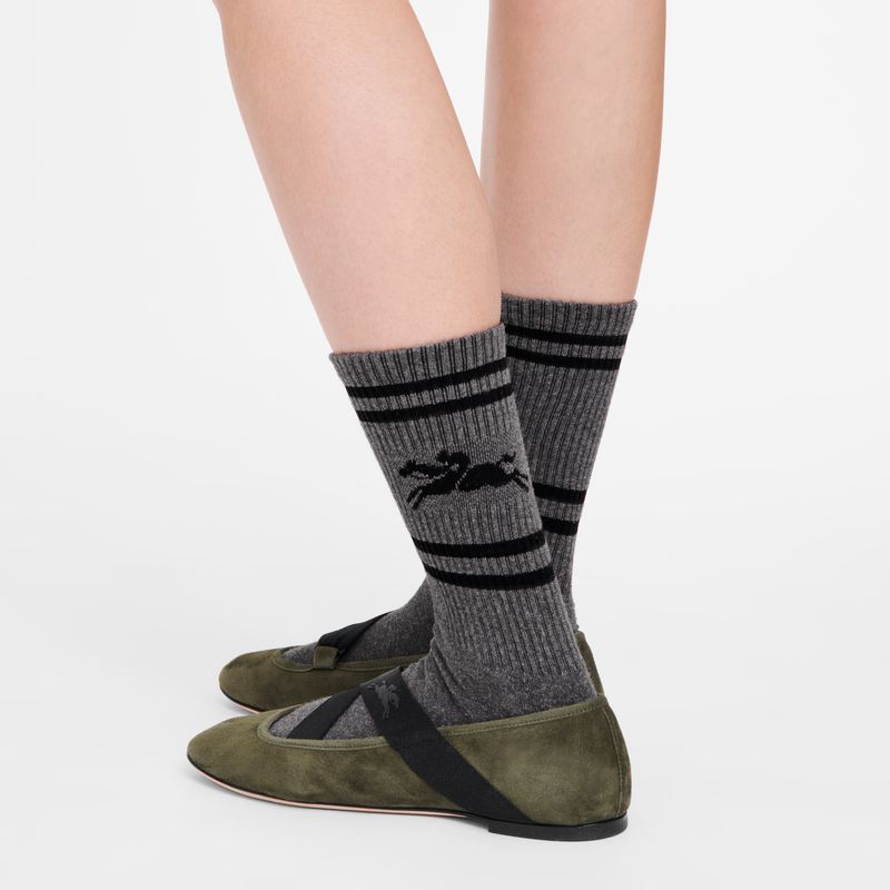 Dark Grey Longchamp Knit Women Socks | Ksa-364KEBICV