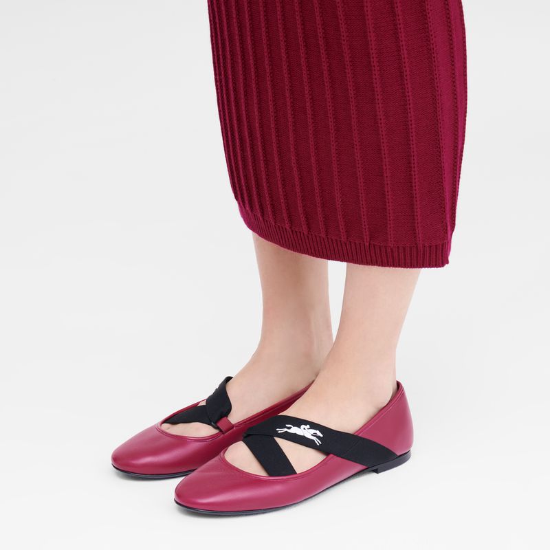 Dark Pink Longchamp Energy Women Ballerinas | Ksa-856GJXDHY